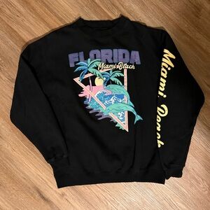 Miami Beach Oversized Black Sweatshirt